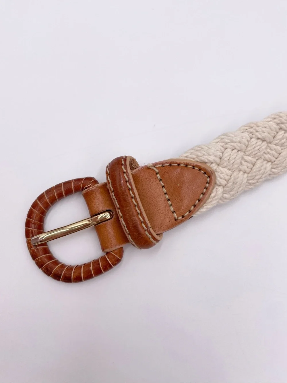Vintage 90s Liz Claiborne White Woven Braided Belt 32.5
